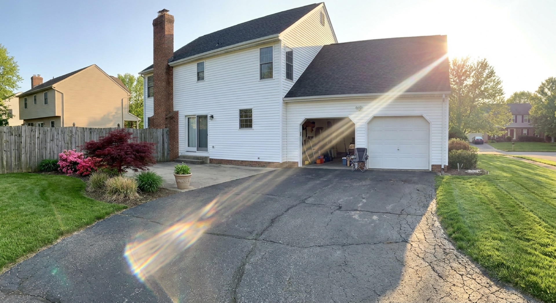 Severely cracked driveway before full depth reclamation